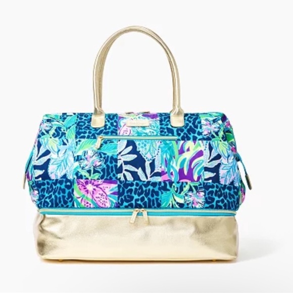 Lilly Pulitzer Multi Pop Up Party Patch Weekender Travel Bag & Makeup Bag. NWT - Picture 6 of 13